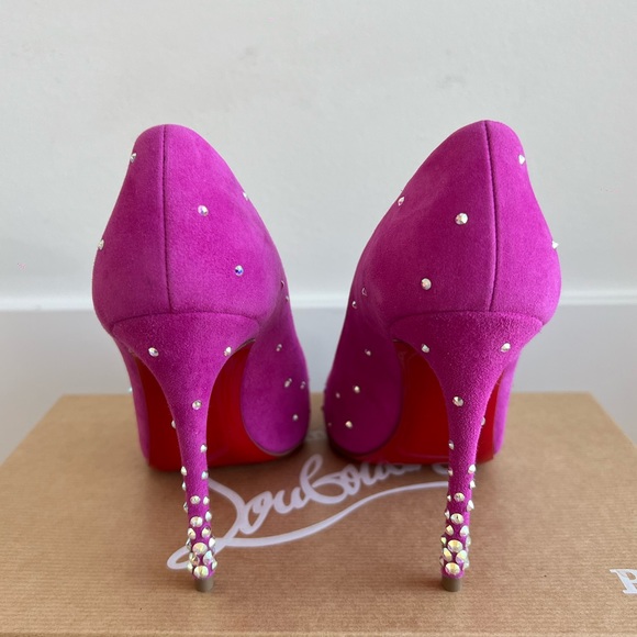 Christian Louboutin Suede Degrastrass 100mm in Indian Rose, Size EU 34 - Picture 3 of 8